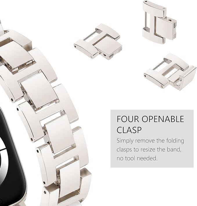 Bands Compatible with Apple Watch 49mm 46mm 42mm 45mm 41mm 44mm 40mm 42mm, Metal with Leather Chain Replacement Strap for iWatch Series 10/9 / 8/7 / 6/5 / 4/3 / SE/Ultra Women Men - Image 7