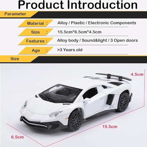 Image of 132 Scale Lamborgini LP750 Toy Car for Kids Diecast Metal Car Light Sound Pullback Openable Door
