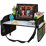 Lusso Gear Kids Travel Tray for Toddler Car Seat, Travel Tray for Kids Car Seat, Lap Tray for Airplane, Travel Desk Essential Accessories, Carseat Table Tray for Kids Road Trip Activities (Black)