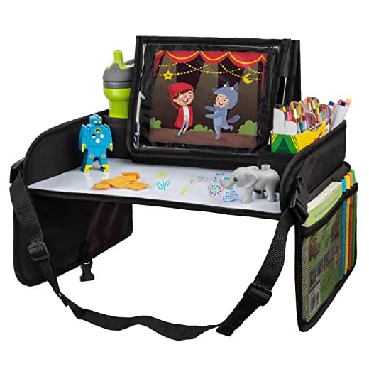 Lusso Gear Kids Travel Tray - Inspire Active Toddlers & Big Kids for Years, Dry Erase Board & Eating Snack Tray, No-Drop Tablet iPad Holder Stand, Art Supplies Storage Pockets