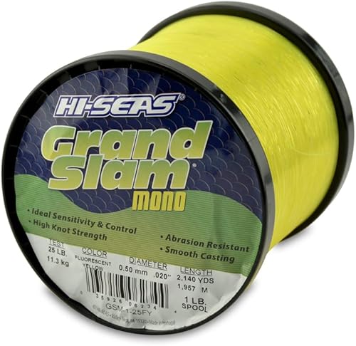Vista 32 de HI-SEAS Grand Slam - Sedal de pesca de monofilamento, fuerte y resistente a la abrasión, en agua dulce y salada transparente, rosa, verde, azul