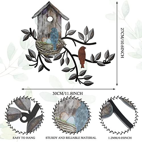 Birds Wall Decor Metal Tree With Birdhouse Wall Art Hanging Outdoor Wall Art Metal Wall Art For Living Room Leaf Wall Decor Metal Tree Wall Decor For Indoor Outdoor Garden Yard Park Accent (Brown) #TOP1