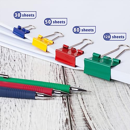 Mr. Pen- Binder Clips, 100 Pcs, Assorted Size And Color, Paper Clips, Binder Clips Assorted, Paper Binder Clips, Colored Binder Clips, Clips For Paper, Paper Clamps, Metal Binder Clips, Clips #TOP2