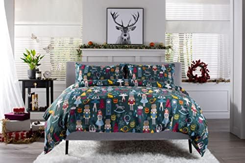 Deyongs Nutcracker Stunning Duvet Cover Set in Green Single Bed Size Cotton Rich