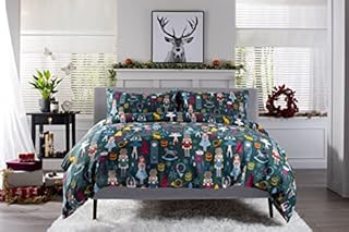 Deyongs Nutcracker Stunning Duvet Cover Set in Green Single Bed Size Cotton Rich