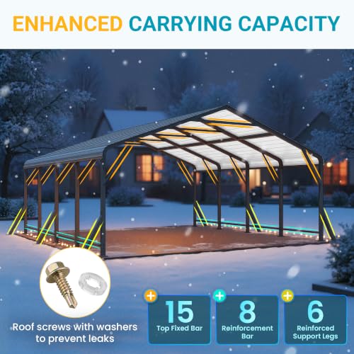 Image of Wisteria Lane 20' x 20' Metal Carport, Heavy Duty Metal Carport for Outdoor