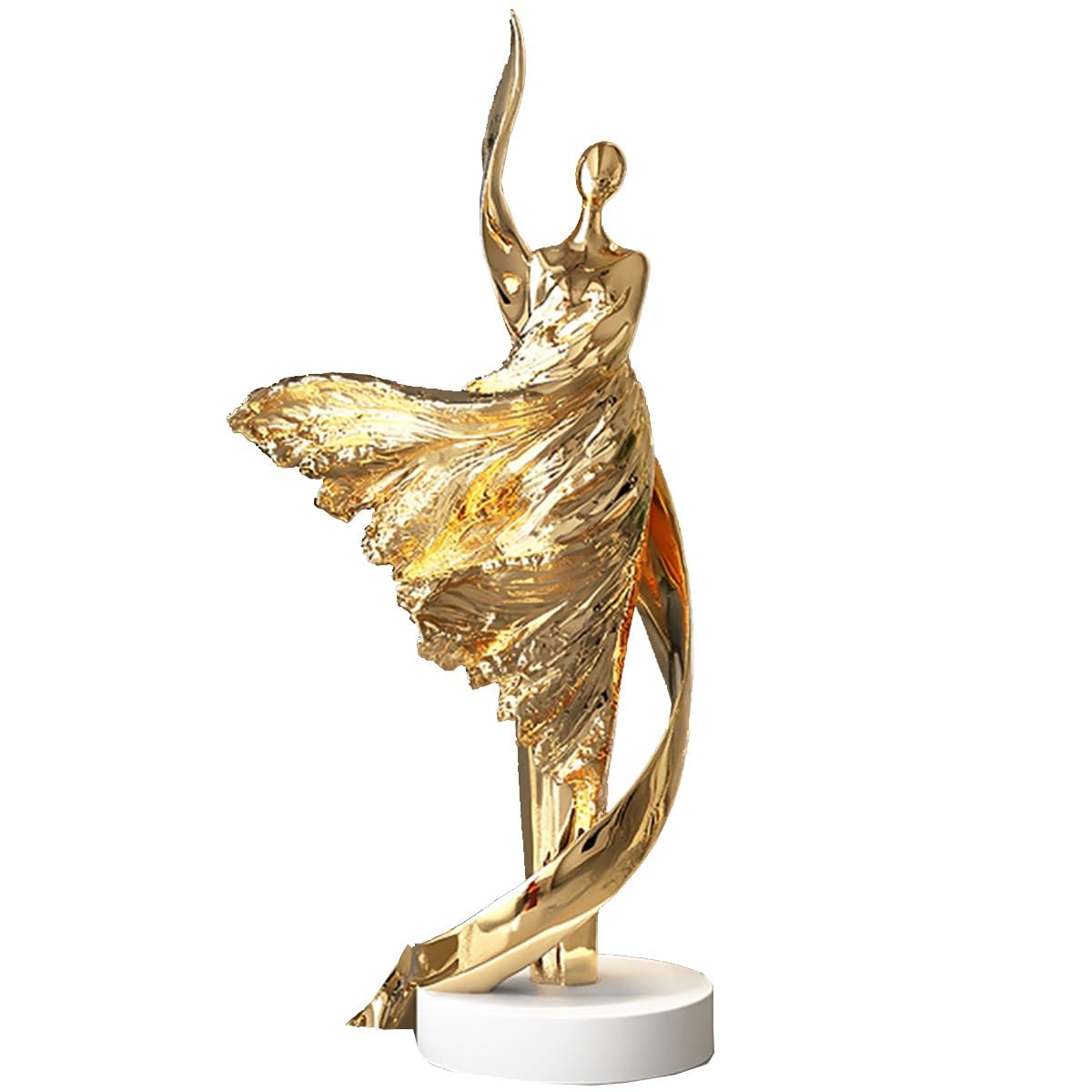 GHKryD statue, Dancing Girl Statue Decor for Living Room Collection Sculptures for Shelf Bookshelf(Gold)