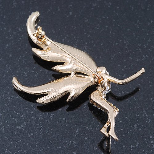 Broche de cristal transparente chapado en oro como regalo de aniversario 4