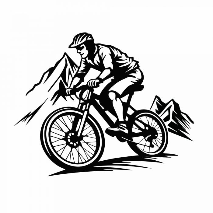 Naklejka na samochód kempingowy, rower górski Downhill do XXl (110 x 100 cm, biały matowy, prawa)