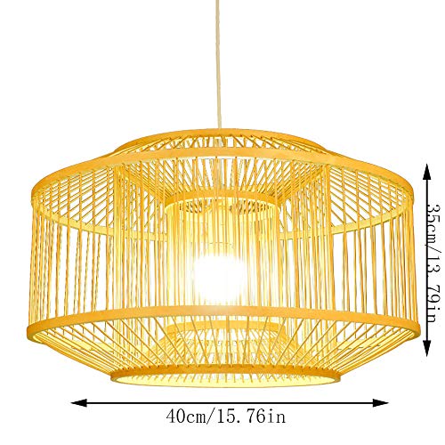 Lampe suspendue en osier et rotin avec base E27 pour salle à manger - 3