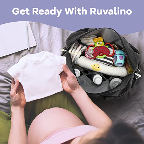 Ruvalino Diaper Bag Tote, Hospital Bag Large Travel Weekender Diaper Changing Messenger For Mom And Dad (Black) #TOP4