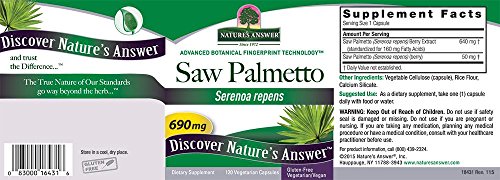 Nature's Answer Saw Palmetto 690 Mg 120-Capsules Supplement | Prostate Support | Natural Urinary Tract Support | Promotes Hair Growth | Single Count #TOP2