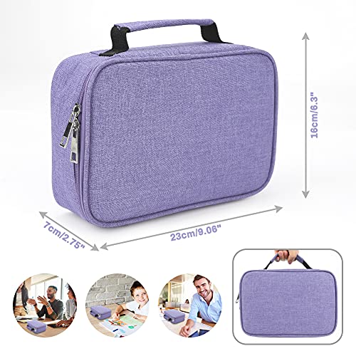 Image of Number-one Large Capacity Pencil Case, 72 Slots Colored Pencil Pouch Bag Portable Pencil Holder Stationery Organizer with Compartments for Office and Travel, Purple