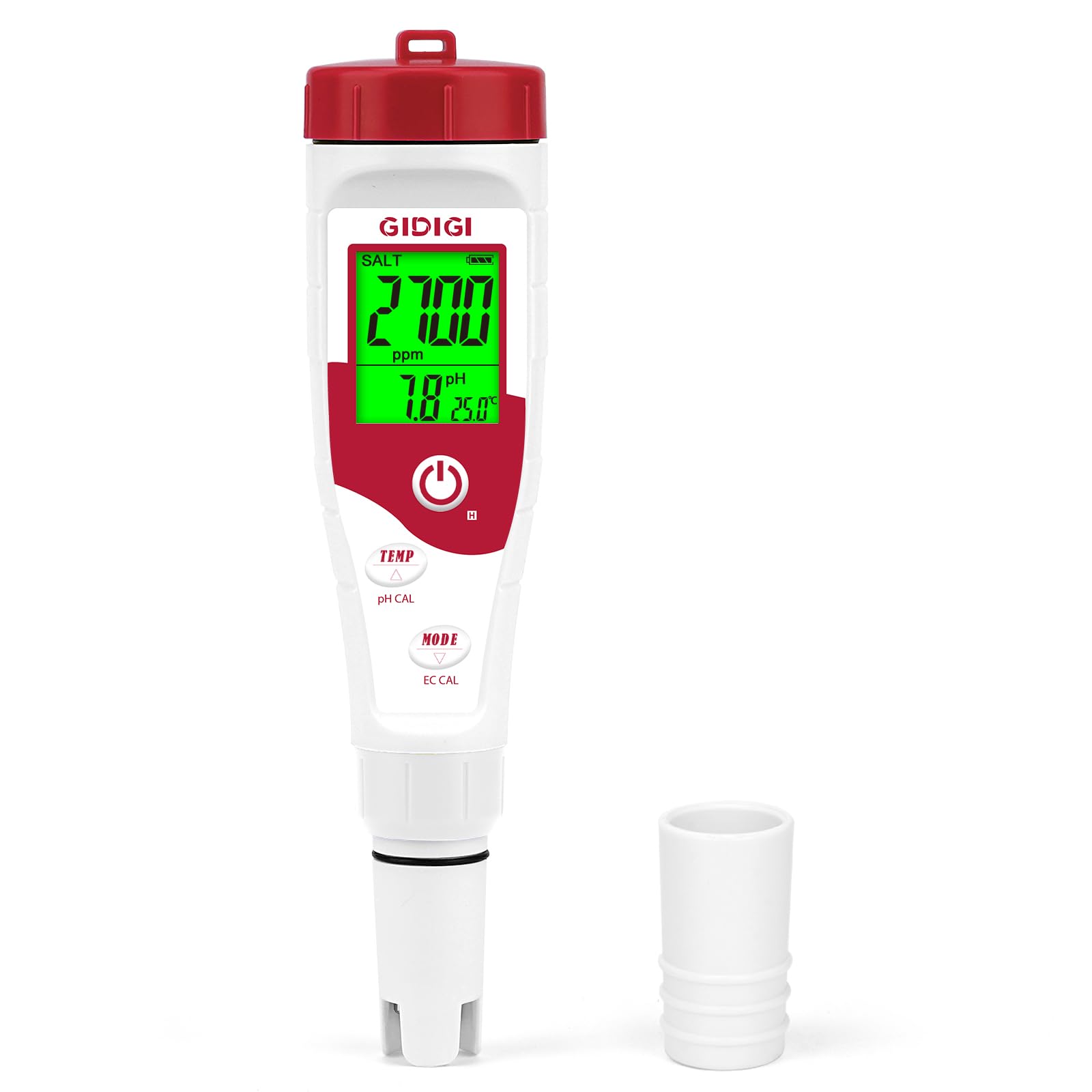 Pool Salt Meters,pH Meter for Water, 5-in-1 Salinity Meter with Display of Multiple Parameters, TDS EC Salt tester for Swimming Pools, Spas, Aquariums