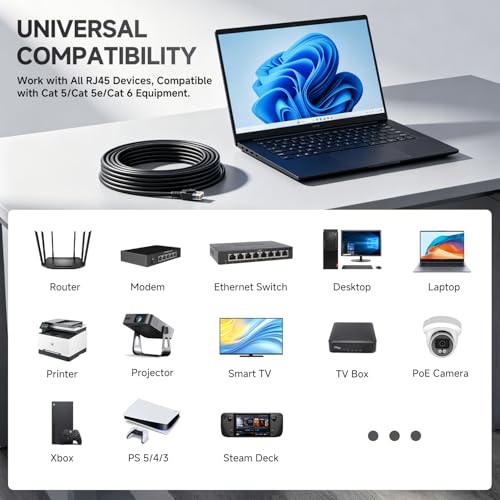 Cable Ethernet Cat6, 10 unidades de 6 pies negro miniatura 4