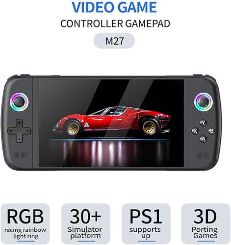 Miniatura 2 de M27 - Consola de juegos de mano retro, pantalla IPS de 7 pulgadas, portátil para juegos, 64G integrada con 20000 juegos, sistema Linux, más de 30