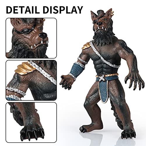 Happy Dream Werewolf Soldier Statue Figure With 2 Weapons, Fantasy Model Toy - 19.5 Centimeters/7.7 Inches #TOP2