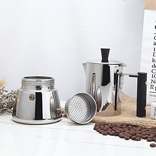 Easyworkz Pedro Stovetop Espresso Maker 4Cup 200ml Stainless Steel Italian Coffee Machine Maker Induction Moka Pot