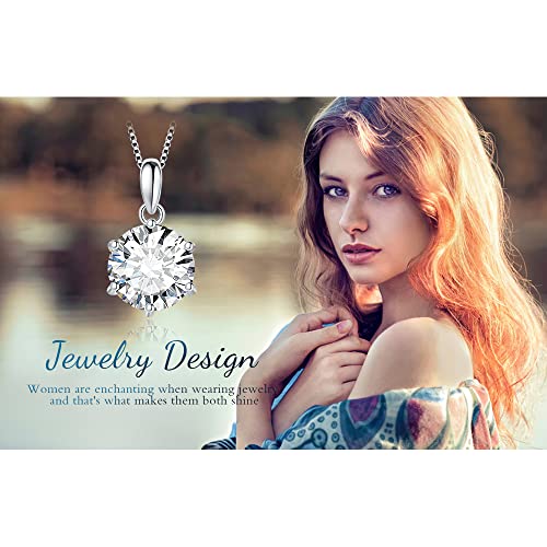 Miniatura 6 de Jewelrypalace Collar Plata Mujer Con 3ct Moissanita Corte Redondo, Solitario Colgante Clásico Con Diamante Simulado, Collar Niña En Cadena 45cm Con Piedra Preciosa Brillante, Conjunto Joyas Para Novia