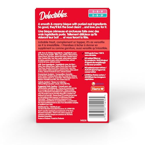 Image of Delectables Lickable Treat Bisque Wet Cat Treat Variety, Food Topper, Hydrating, Grain-Free, No Fillers, By-Products, Added Preservatives, 1.4oz Pouch 36ct