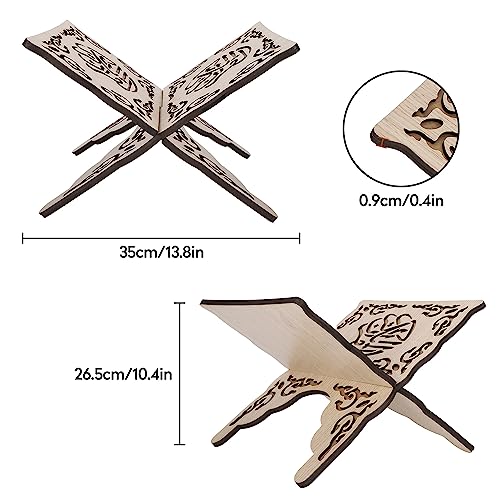 Tissting Wooden Book Holder Collapsible Folding Book Stand 30cm/12 Inches for Reading and Display - Image 2