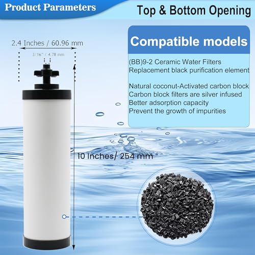 Image of 【Upgraded】Virego Ceramic Filter Silver Infused, Replacement for BB9-2 Water Filter, Repeatable Cleaning Filters Compatible with Berkey Gravity Filtration System, Certified by NSF /ANSI 42 (Pack of 2)