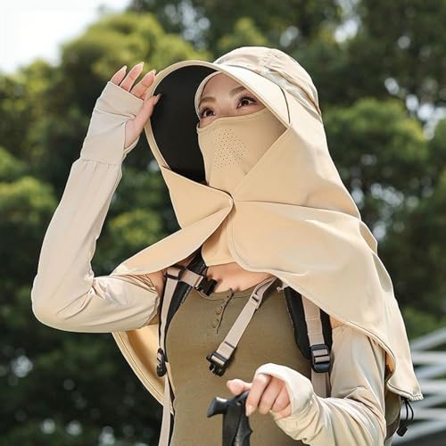Sombrero de protección solar para mujer con ala grande y capa miniatura 2