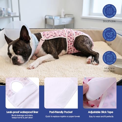 Image of ASENKU 2 Pack Female Dog Diapers with Suspenders, Reusable Washable Puppy Panties for Small Dogs, Leak-Proof Pet Underwear for Heat Cycle & Period