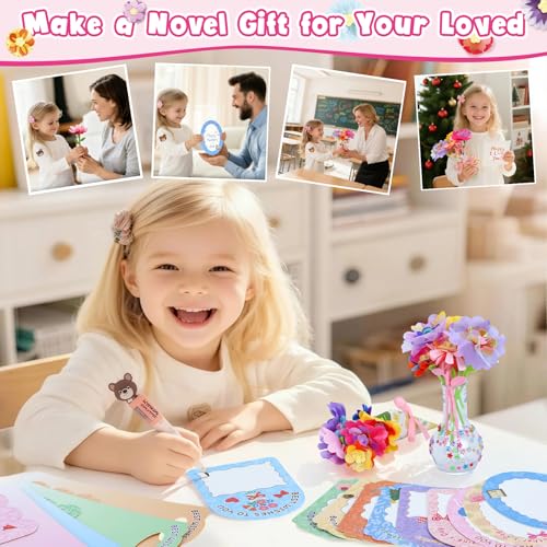DIY Flowers Craft Kit for Girls, Flower Bouquet Maker Machine with 120 Fabric Petals, 14 Greeting Cards, Gift Wrap, Vase & Storage Bag, Creative Floral Arts and Crafts Toy for Kids Ages 3-12 - Image 6