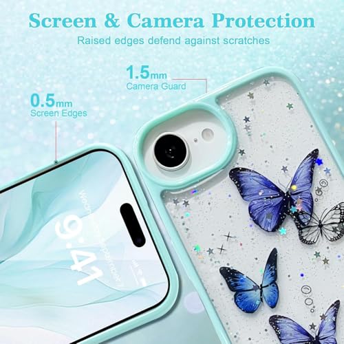 Image of VONZEE Electroplating Transparent Clear Logo Back Cover TPU Compatible with iPhone 17e / iPhone 16e Case, Compatible with Magsafe, Full Body & Camera Protection for Each Lens for Men & Women (Mint)