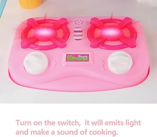 Miniatura 7 de Juego de cocina para niños, juego de cocina con sonidos de luces realistas, comida, fregadero, utensilios, horno, juguete de cocina, regalo para