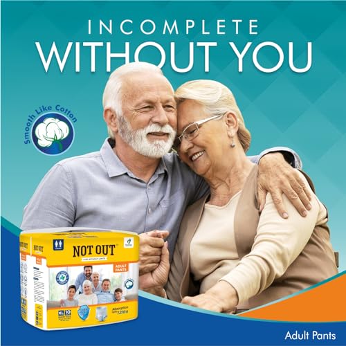 Image of Not Out Adult Diaper Pants, XL (Waist 38-65 inches | 96-165 cm) | Comfortable, Leak-Proof, Odour Control Incontinence Pants, Pack of 1, Count 10