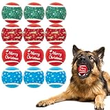EXPAWLORER Pelotas de tenis chirriantes para perros, paquete de 12 juguetes de bola de Navidad para perros, juguetes interactivos para entrenamiento, regalos de Navidad para día festivo, 2.5 pulgadas
