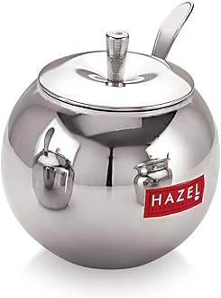 HAZEL Stainless Steel Oil and Ghee Container With Spoon for Kitchen | 320 ml Capacity Multipurpose Oil Container