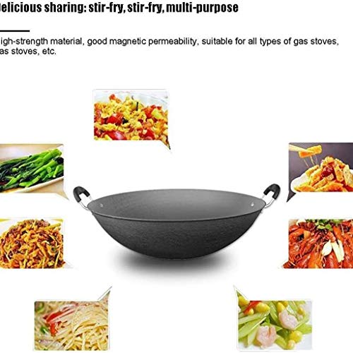 Wok tradicional de hierro fundido ligera con 2 mangos miniatura 3