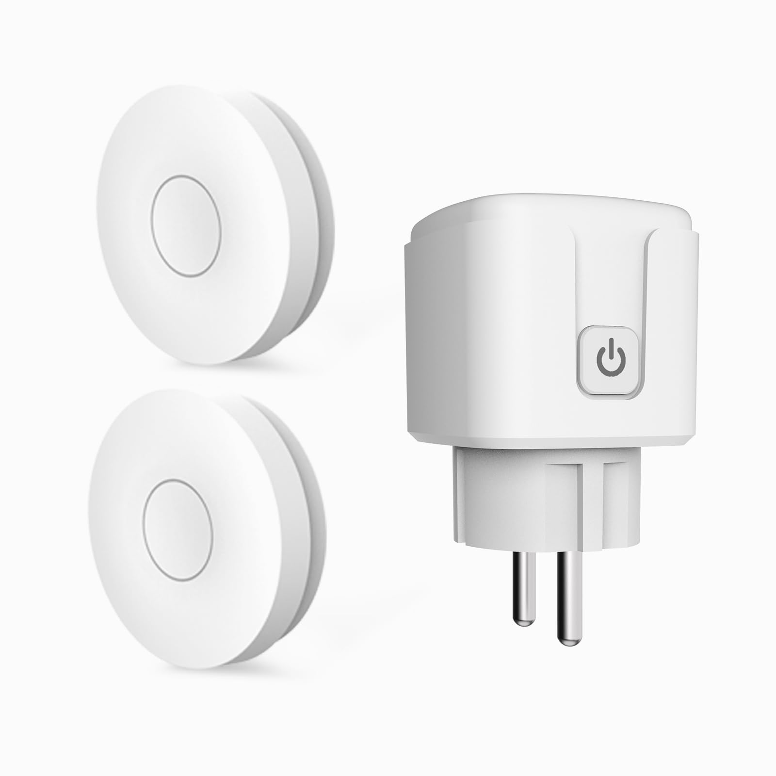 Smart presa con telecomando, kit senza batterie, 433 MHz, trasmettitore radio autocorrente, 100 m, 3500 W, interruttore radio per lampada/ventilatore/riscaldatore (2 bottoni, 1 socket)