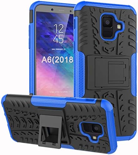 Yiakeng Samsung Galaxy A6 Case, Galaxy A6 Phone Case, Dual Layer Shockproof Slim Protective with Kickstand Hard Phone Cover for Samsung Galaxy A6 2018 (Blue)