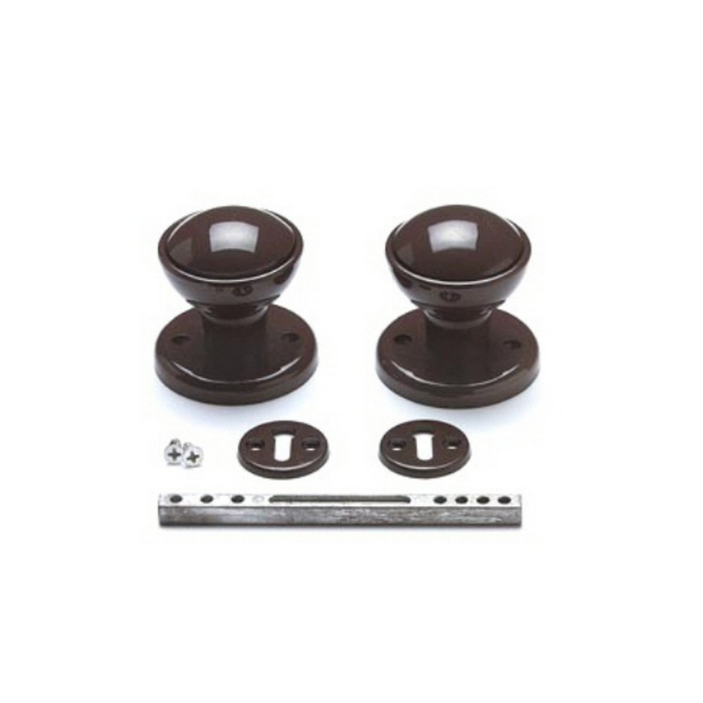 Door Knob Set - Mortice - Plastic - Brown (1)