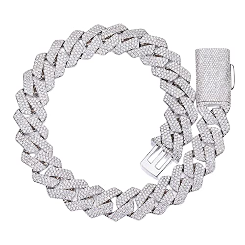 ICEDIAMOND 18K 22MM 3-Rows Drill Bling Cuban Link Chain, Gold Plated Iced Out 5A CZ Diamond Heavy Luxury Chain Necklace for Men Women