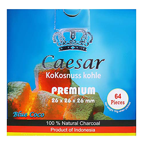 Caesar Kohle Premium 1 kg für Wasserpfeifen | Für Den Grill & Shisha Bedarf + Naturkohle - 100% aus Kokosnussschalen (2… – Bild 3