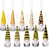 Handmade Spring Bumble Bee Summer Hanging Gnome Ornaments Set of 10, Colorful Honey Bee Decor Spring