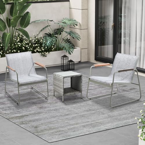 LI LIVSIP 3PCS Outdoor Bistro Set with Table and Chairs Outdoor Furniture Garden Patio Setting Grey