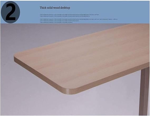 Standing Bedside Desk Thick Solid Wood Desktop Overbed Table L-Shaped Base Laptop Desk Portable Mobile Coffee Table