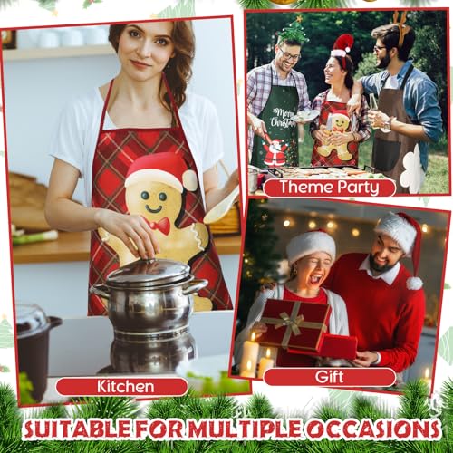 Panitay Conjunto de 3 conjuntos de avental de Natal e faixas de cabeça de Natal ajustável, avental d