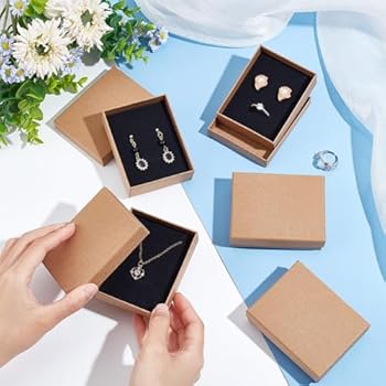 Lot De 50 Petites Boîtes Cadeaux En Kraft - 5,5x5,5x2,5 Cm - Pour Bijoux, Bonbons, Noël, Mariage, Anniversaire