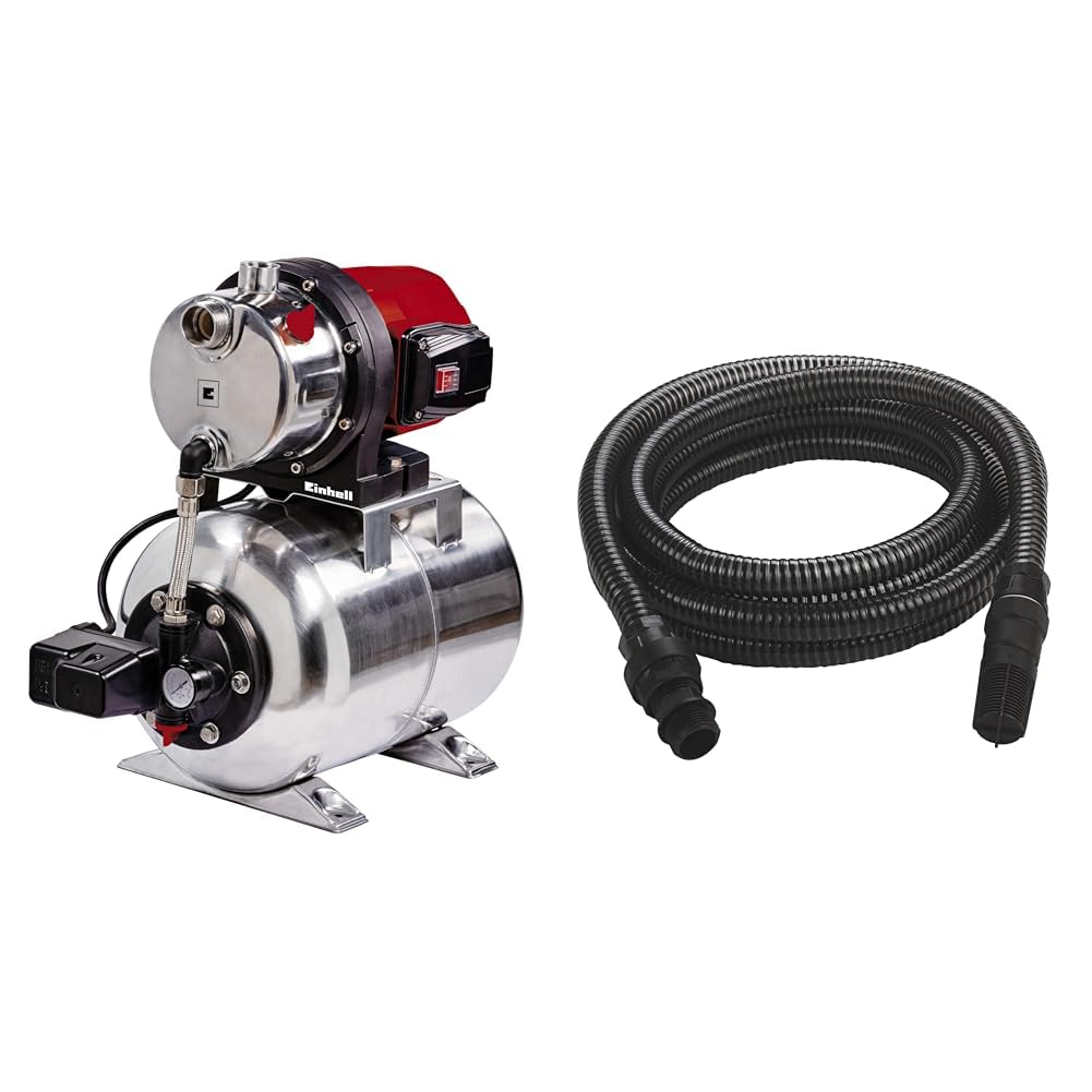 Einhell Hydrofor domowy GC-WW 1250 NN & Einhell 4173645 Wąż Ssący, Czarny, 7 m