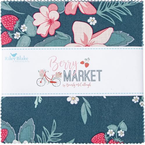 Berry Market Riley Blake 5-inch Stacker, 42 Precut Fabric Quilt Squares by Beverly McCullough