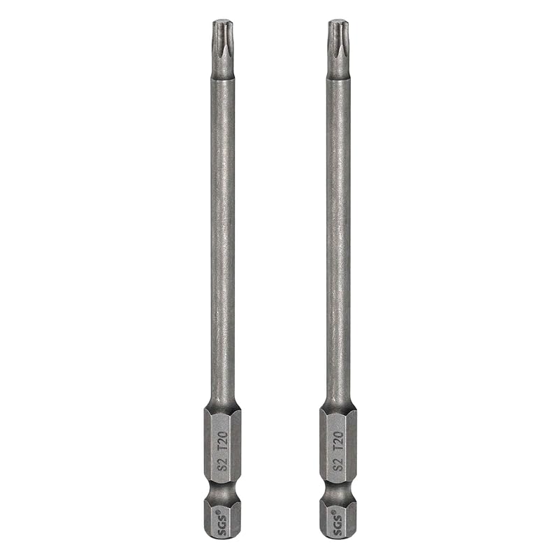HARFINGTON Kit com 2 bits de chave Torx T20, haste sextavada de 6,35 mm e 100 mm, ponta magnética sem furo