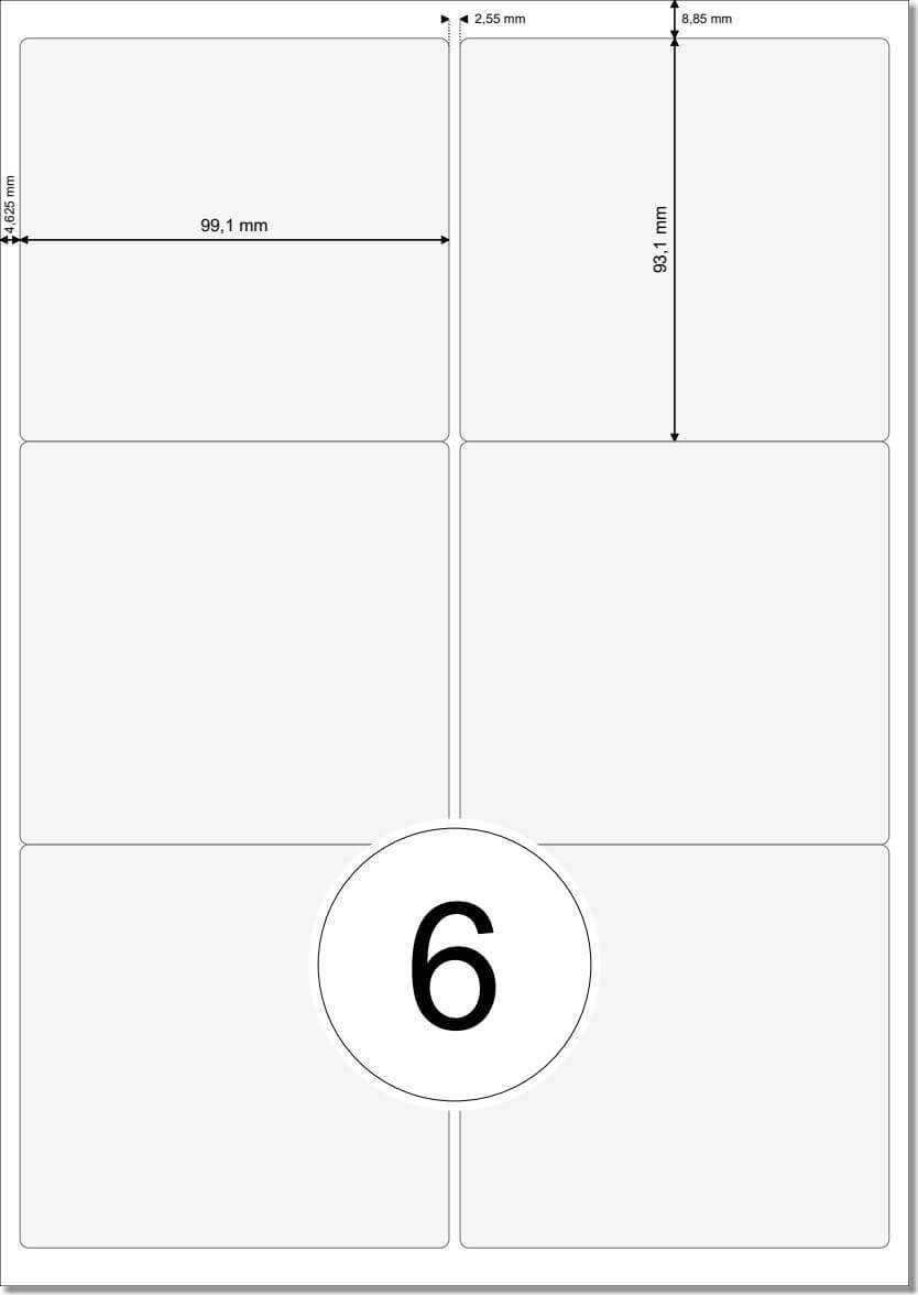 Etiquettes d'adresse universelles 99,1 x 93 mm autocollantes blanches 600 99,1 x 93 mm sur 100 feuilles A4 2x3 - Coins arrondis - 4653 4502 L7166
