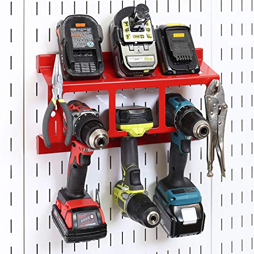 Support outils électriques Wall Control rouge pour rangement perceuse et batterie - 3